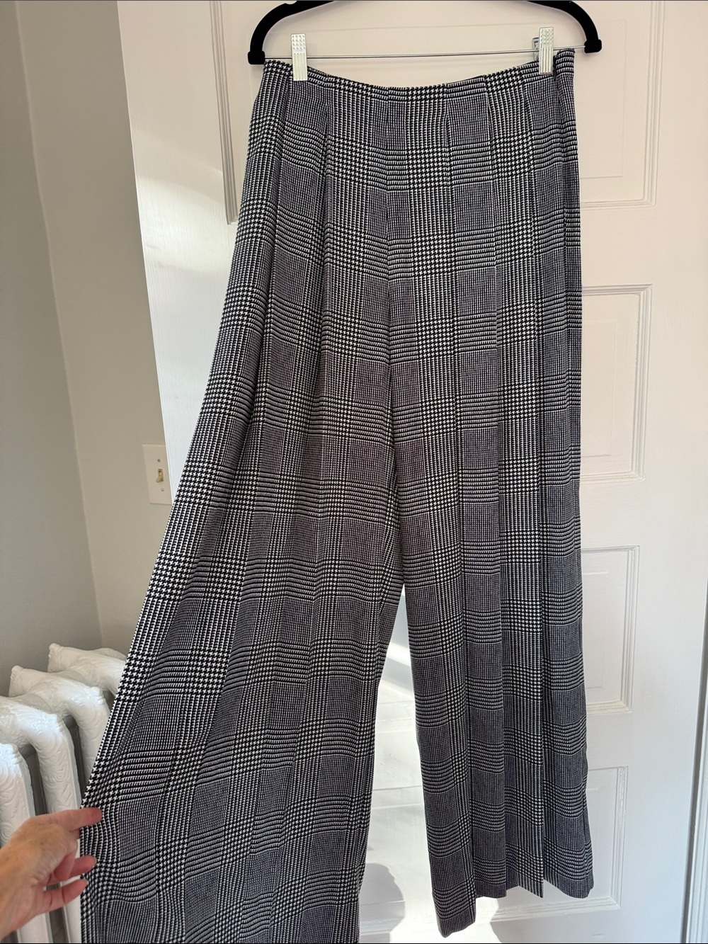 NWT L'AGENCE Black & White Plaid Wide Leg Pants